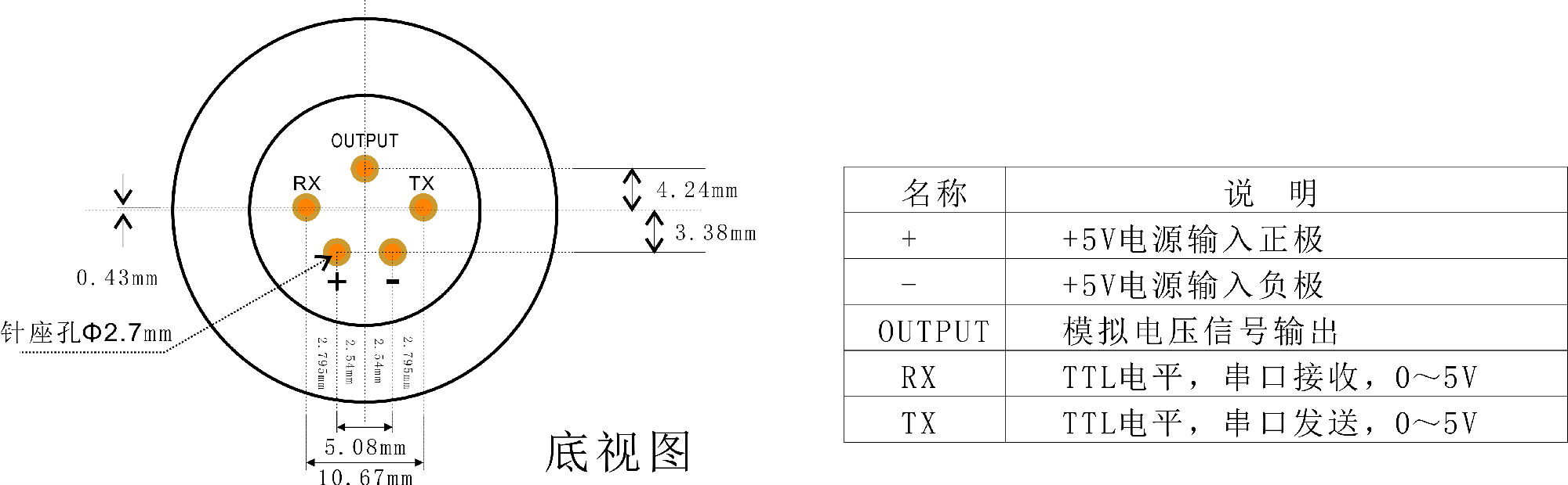 智能氨水傳感器模組針腳定義