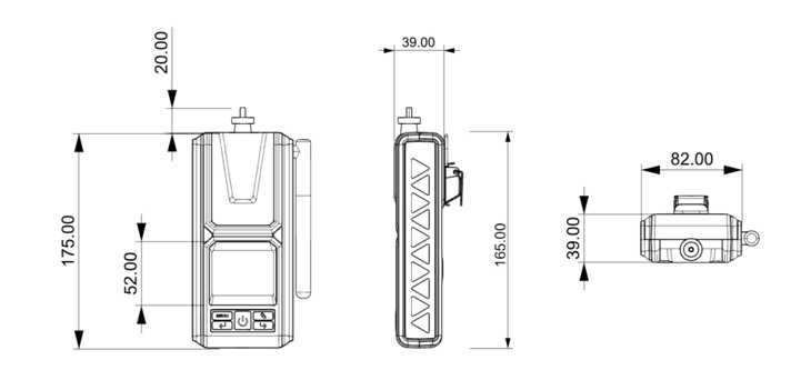 便攜式六合一氣體檢測儀尺寸圖