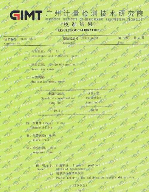 四氫噻吩檢測儀標定校準報告