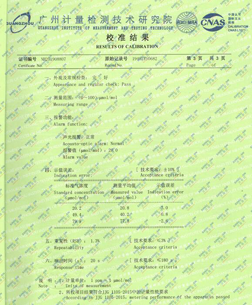 臭氣檢測(cè)儀計(jì)量校準(zhǔn)報(bào)告